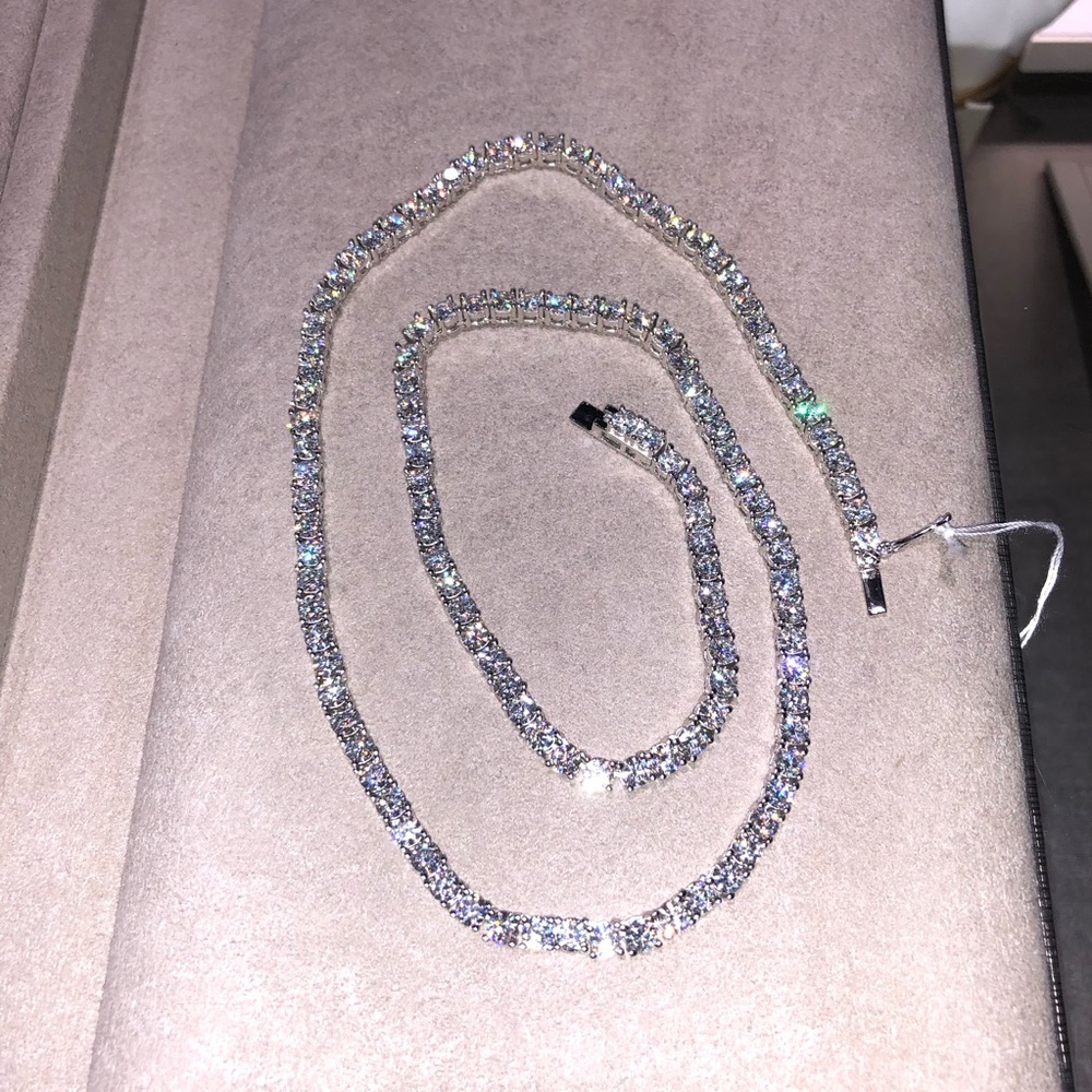 Iced Out Handmade Tennis Necklace With Moissanite Stones (Brand New)